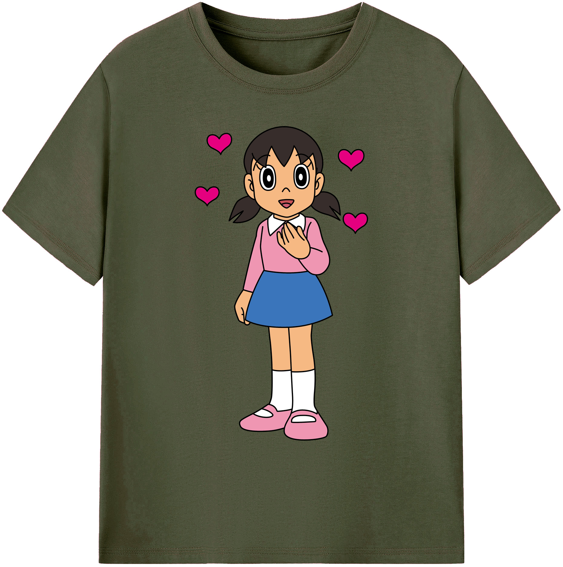 （画像用） ドラえもん みなもと しずか Doraemon Shizuka Minamoto 綿100％ メンズ半袖Tシャツ｜肌触りやわらか＆通気性